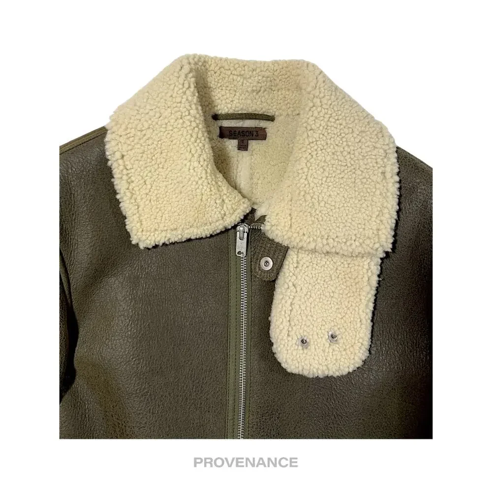 🔴 YEEZY SEASON 3 Shearling Bomber Jacket Coat - Olive S